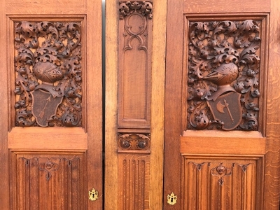 Exceptional Castle Doors  style Gothic - style en Oak wood, France 19th century