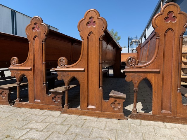 8 Gothic - style Pews From St. Victor Church Afferden ( Gld ) Holland