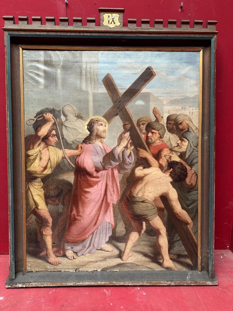 9 Gothic - Style Stations Of The Cross Signed : H.J.P. Hanau. Also For Sale Seperately.