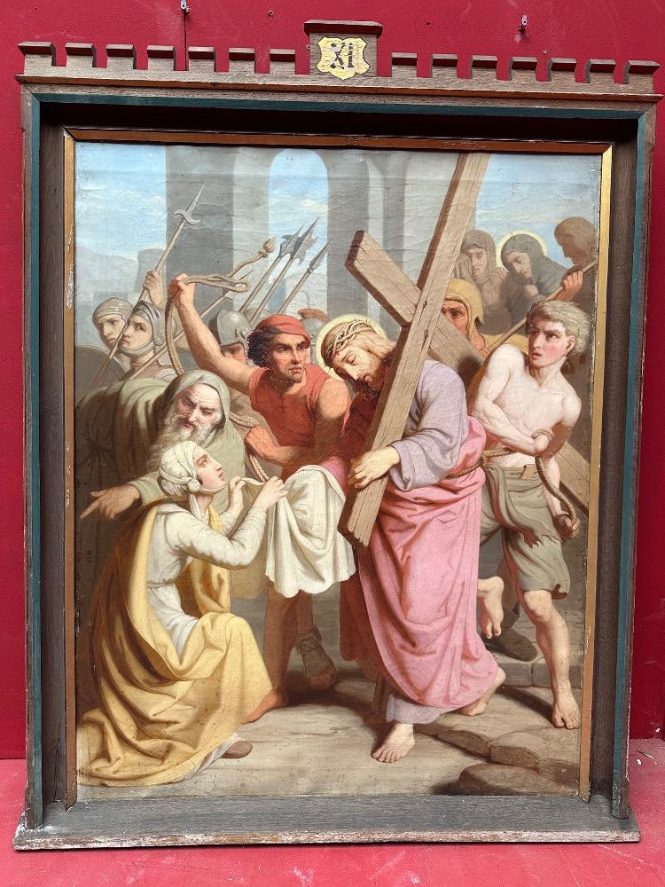 9 Gothic - Style Stations Of The Cross Signed : H.J.P. Hanau. Also For Sale Seperately.