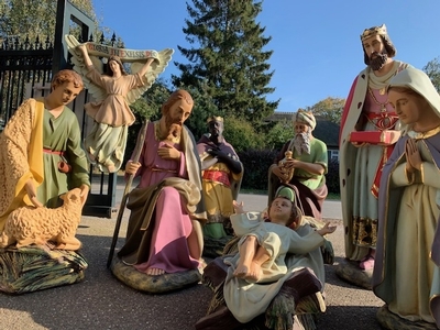 Nativity Set Suitable For Outdoor en Resin, 20th century