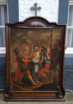 Monumental And Extreme High Quality Fully Hand-Painted Complete Series Of 14 Stations Of The Cross, In Excellent Condition (Restored In 1980).  style Baroque THE NETHERLANDS EARLY 18TH CENTURY (ABOUT 1740).