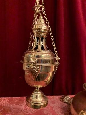 Censer Stand Complete style Baroque - Style en Brass / Polished / New Varnished, Belgium 19th century ( anno 1890 )