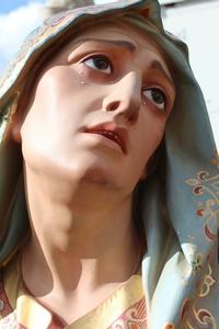 St.John And St. Mary. Glass Eyes Life Size ! en plaster polychrome, France 19th century