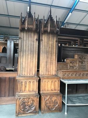 Altar Parts style Gothic - style en Oak wood, Belgium 19th century