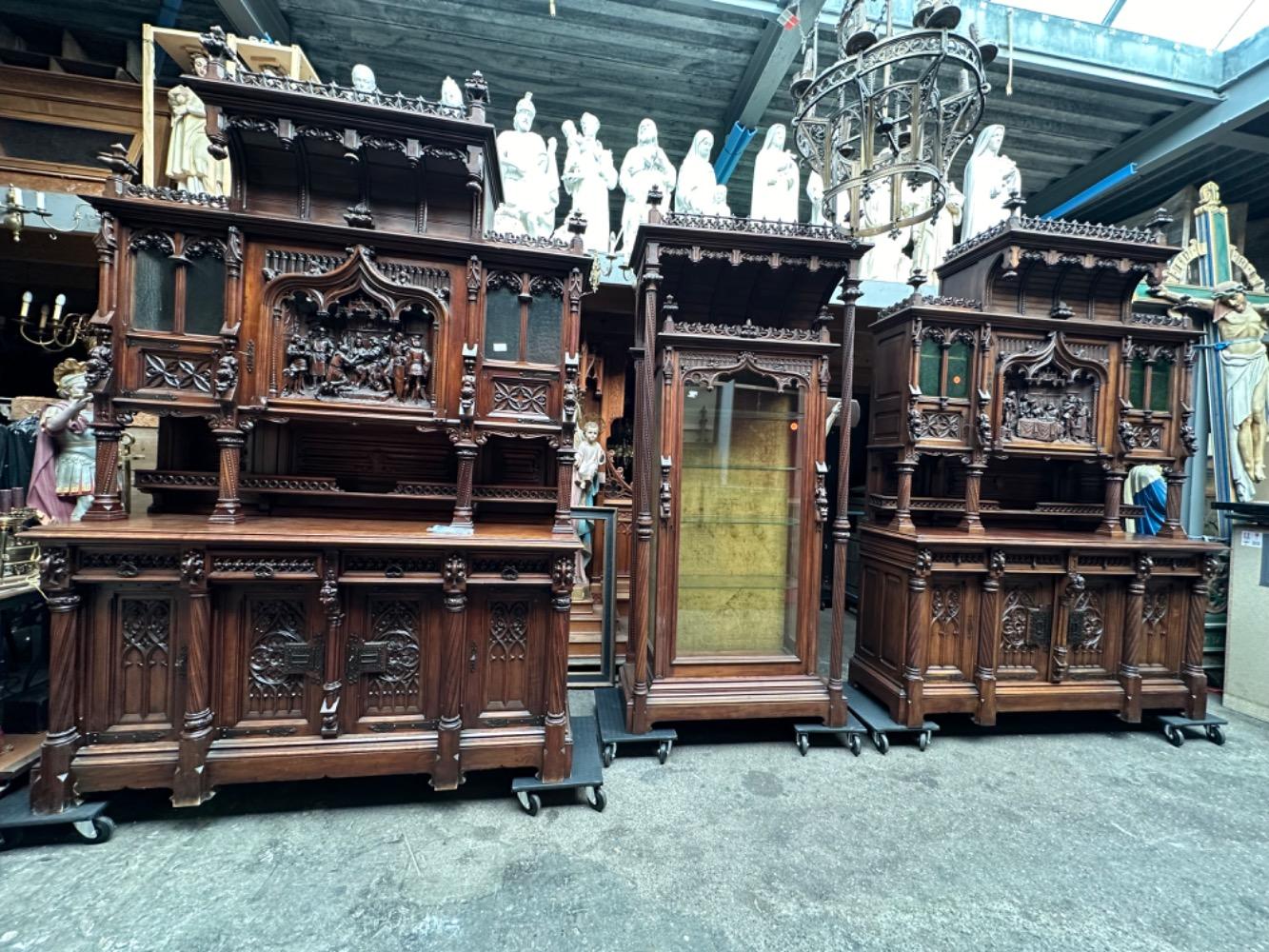 Gothic - Style Exceptional Cabinets Signed :By The Sculptor Of Italian Origin: Victor Aimone. Higher Price Range !