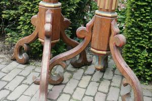 Pair Of Matching Large Full Oak Candlesticks  style Gothic - Style en Oak, Netherlands  19 th century ( Anno 1875 )