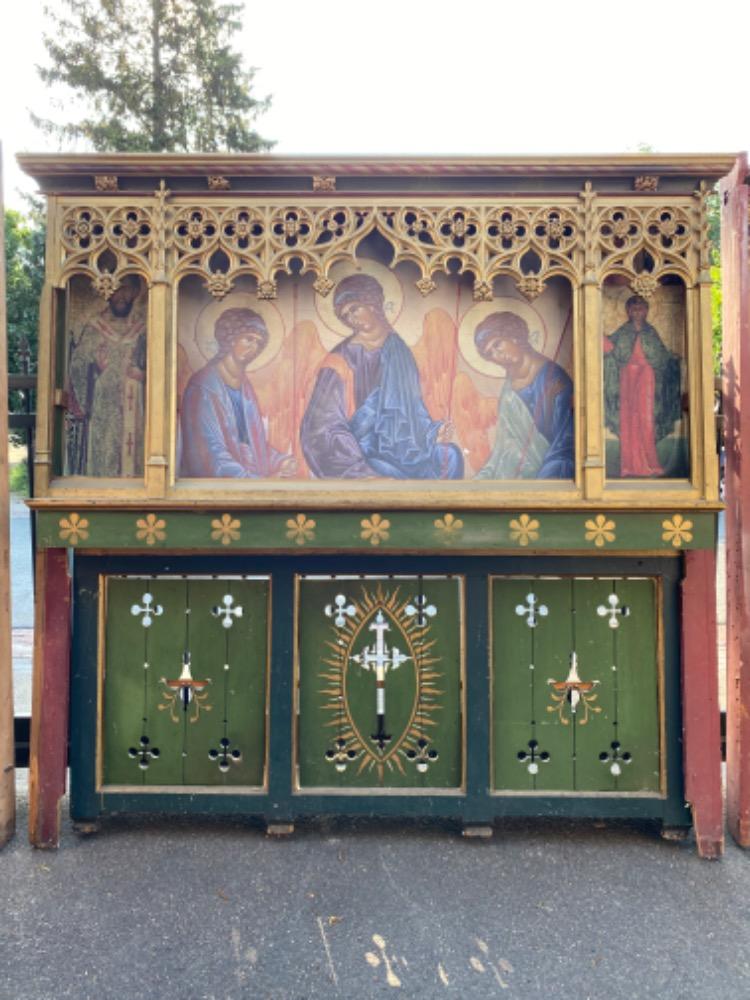 Gothic-Style Panelling / 3 Parts, Wood / Polychrome