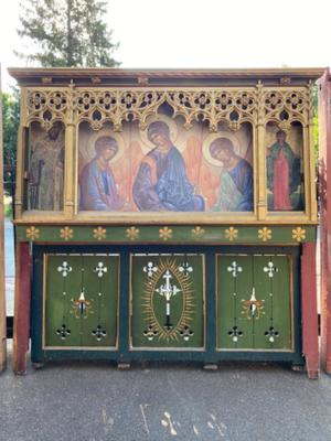 Gothic-Style Panelling / 3 Parts, Wood / Polychrome en Wood ,