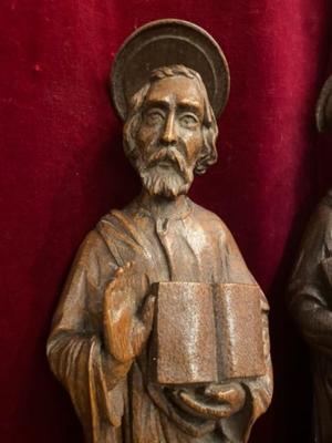 Series Of 4 Evangelists style Gothic - Style en hand-carved wood Oak, Dutch 19 th century ( Anno 1875 )