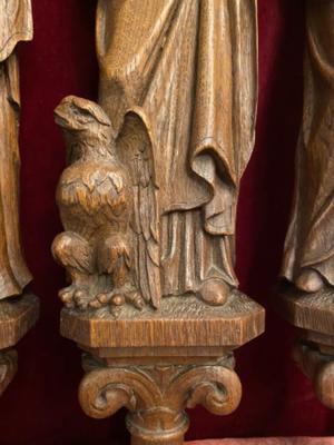 Series Of 4 Evangelists style Gothic - Style en hand-carved wood Oak, Dutch 19 th century ( Anno 1875 )