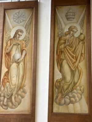 Matching Series Of 4 Pieces Paintings style Jugendstil en Hign Quality Speciail Paint - Technics / Painted on Panel, Amsterdam Netherlands  20 th century ( Anno 1925 )