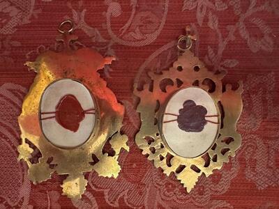 Matching Pair Romanesque - Gothic - Style Reliquaries Relics Of The 12 Apostles & True Cross