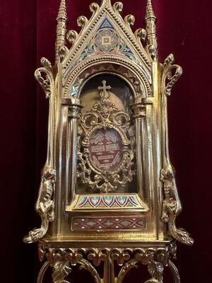 Matching Pair Romanesque - Gothic - Style Reliquaries Relics Of The 12 Apostles & True Cross