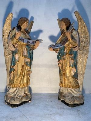 Angels en Terra-Cotta polychrome, France 19th century ( anno 1870 )