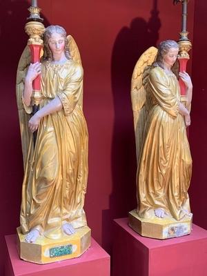 Angels en Terra-Cotta polychrome , France 19th century ( anno 1890 )