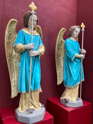 Angels en Composite Stone Polychrome, France 19 th century