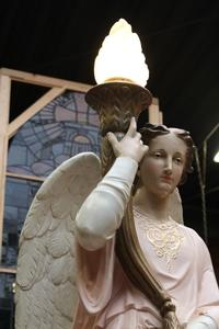 Angels en Terra-Cotta polychrome, France 19th century