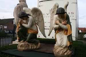 Angels en PLASTER POLYCHROME, Belgium 19th century