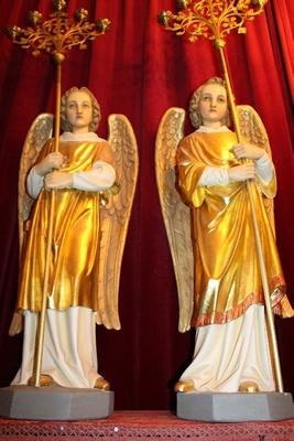 Angels Height Without Candle Holders 106 Cm en plaster polychrome / Gilt, France 19th century