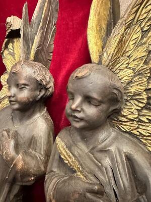 Architectural Ornaments With Angels en Hand - Carved Wood , France 19 th century ( Anno 1850 )