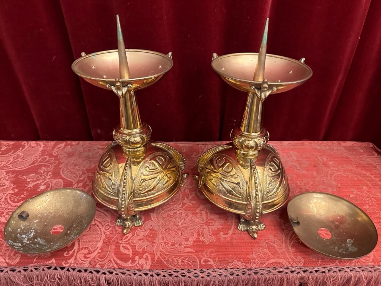 Pair art - deco Candle Holders Measures Without Pin