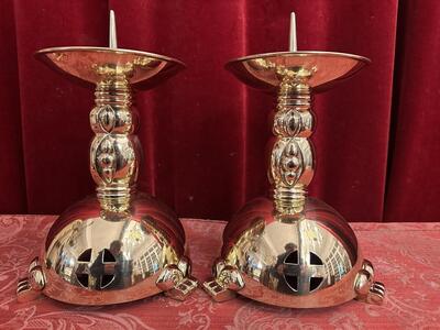 Pair art - deco Candle Holders Measures Without Pin