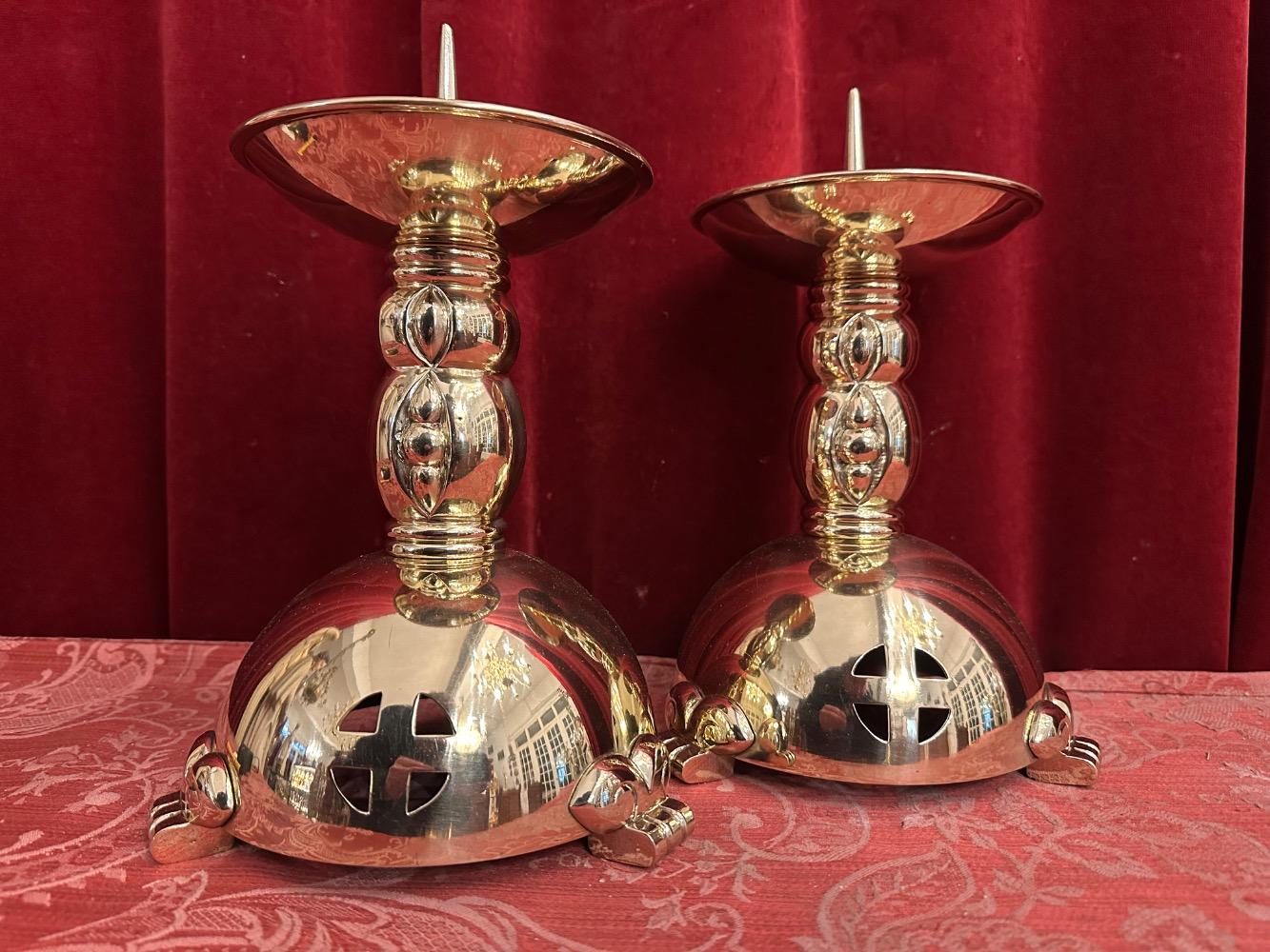 Pair art - deco Candle Holders Measures Without Pin