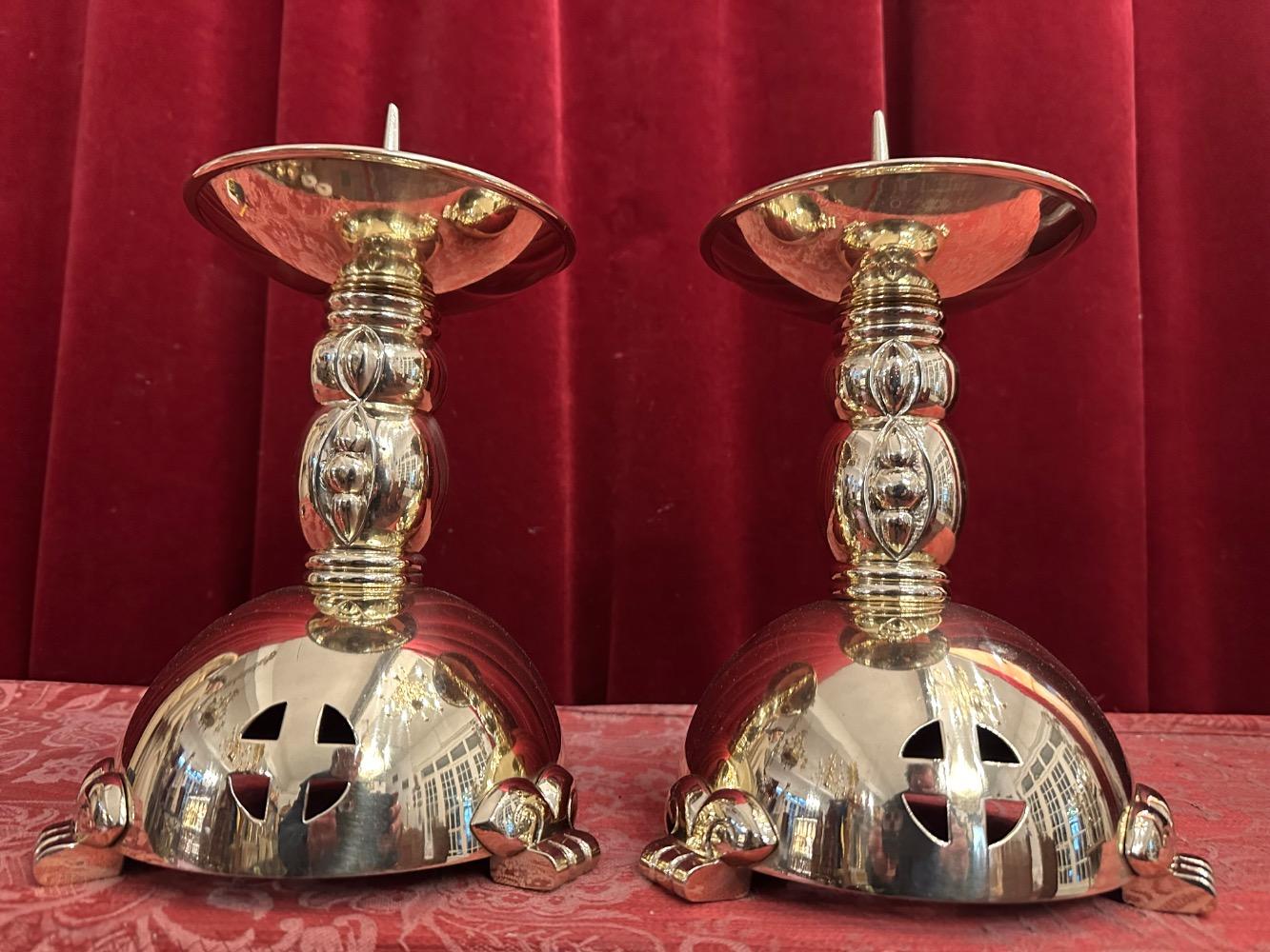 Pair art - deco Candle Holders Measures Without Pin