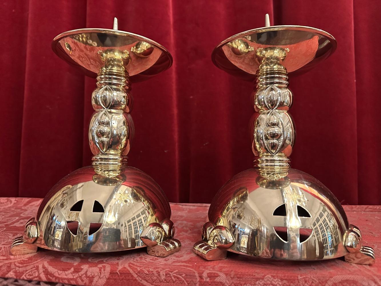 Pair art - deco Candle Holders Measures Without Pin