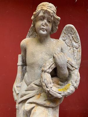 Angels style Baroque en hand-carved Sandstone, Hungary 19th century ( 1885 )