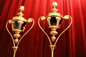 Baldachin-Lanterns style baroque en Brass / Red Copper, Belgium 18 th century