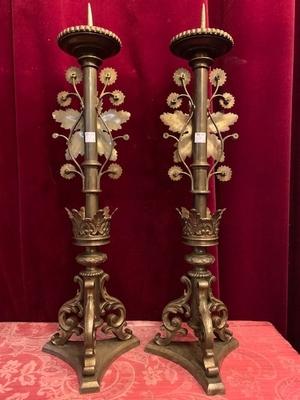 Candle Sticks Measures Without Pin style Baroque en Bronze / Stones, France 19th century