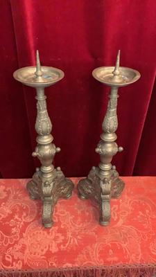 Candle Sticks Measures Without Pin style Baroque en Pewter, Belgium 19th century