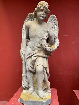 Sandstone Angels style Baroque en hand-carved Sandstone, Hungary 19th century ( 1885 )