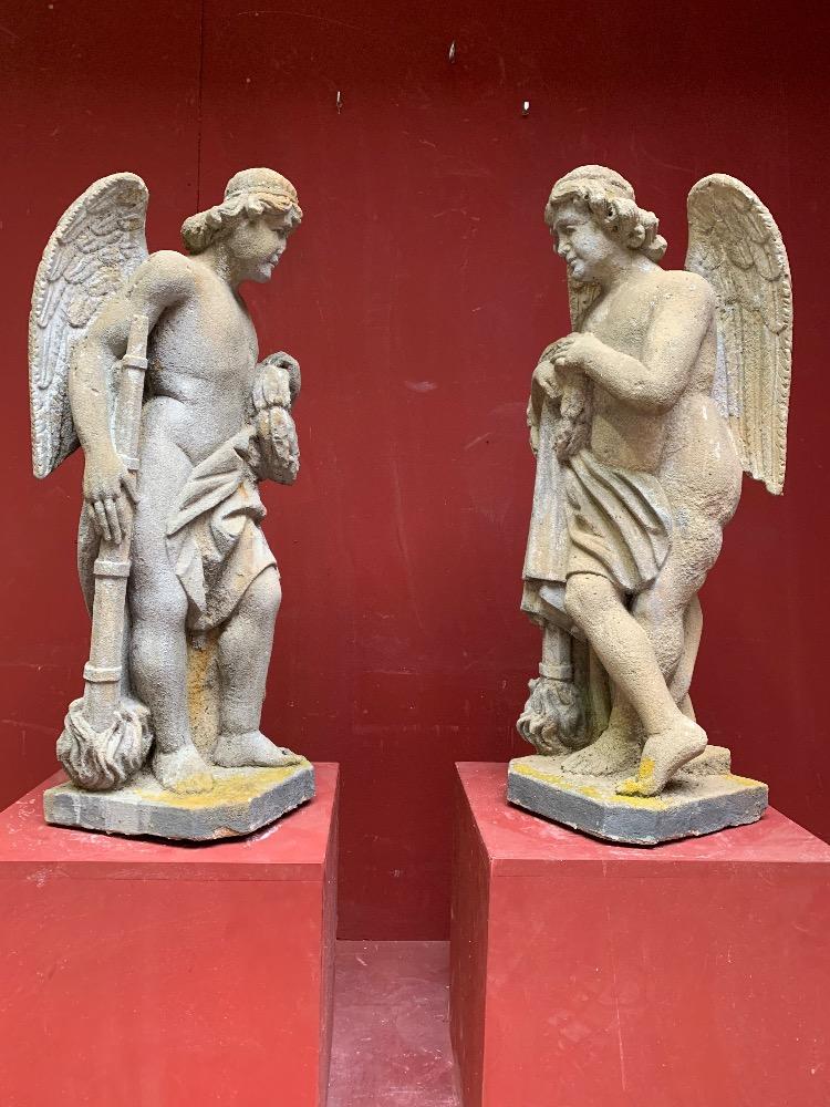 Pair Baroque Sandstone Angels