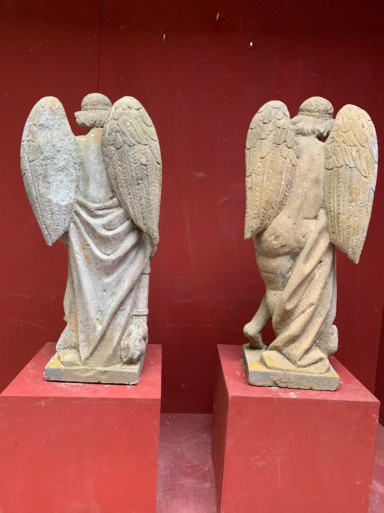 Pair Baroque Sandstone Angels