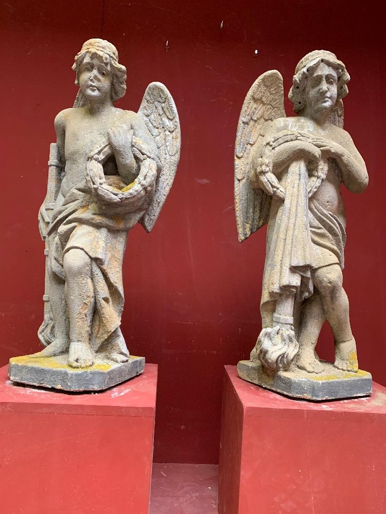 Pair Baroque Sandstone Angels