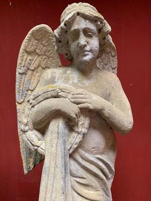 Sandstone Angels style Baroque en hand-carved Sandstone, Hungary 19th century ( 1885 )