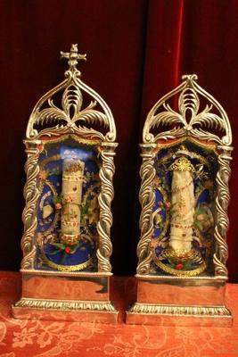 Solid Silver Reliquaries With Approved Documents style Baroque en Solid Silver, Italy 18 th century ( Approved and Documents 1874 )
