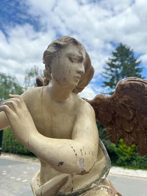 Angels style Baroque - Style en Hand - Carved Wood / Stands Oak, 18 th century / Stands 20th Century
