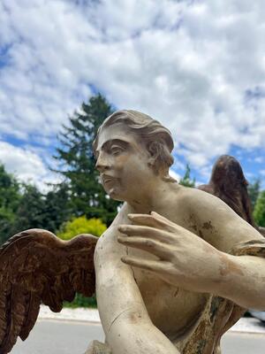 Angels style Baroque - Style en Hand - Carved Wood / Stands Oak, 18 th century / Stands 20th Century