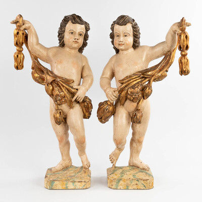 Angels Expected ! style Baroque - Style en Wood Polychrome, Italy  18 th century
