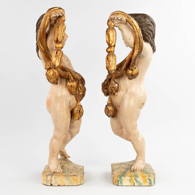 Angels Expected ! style Baroque - Style en Wood Polychrome, Italy  18 th century