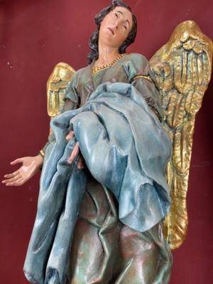 Angels High Price Range style Baroque - Style en Hand - Carved Wood Polychrome, Italy  17 th century ( Anno 1685 )
