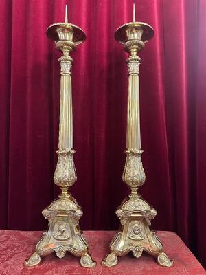 Pair Baroque - Style Candle Holders Measures Without Pin