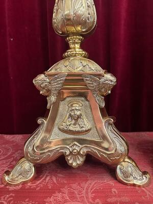 Pair Baroque - Style Candle Holders Measures Without Pin