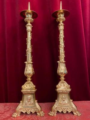 Candle Holders Measures Without Pin style BAROQUE-STYLE en Bronze / Polished and Varnished, France 19 th century ( Anno 1865 )