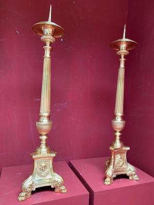 Candle Sticks Measures Without Pin style BAROQUE-STYLE en Bronze / Polished and Varnished, Belgium 19th century ( anno 1875 )