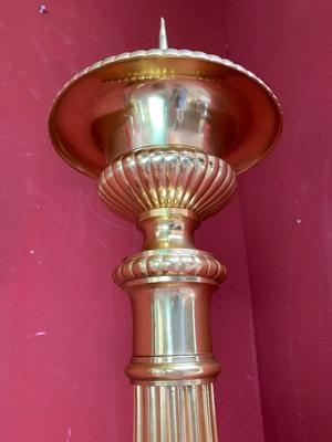 Candle Sticks Measures Without Pin style BAROQUE-STYLE en Bronze / Polished and Varnished, Belgium 19 th century ( Anno 1875 )